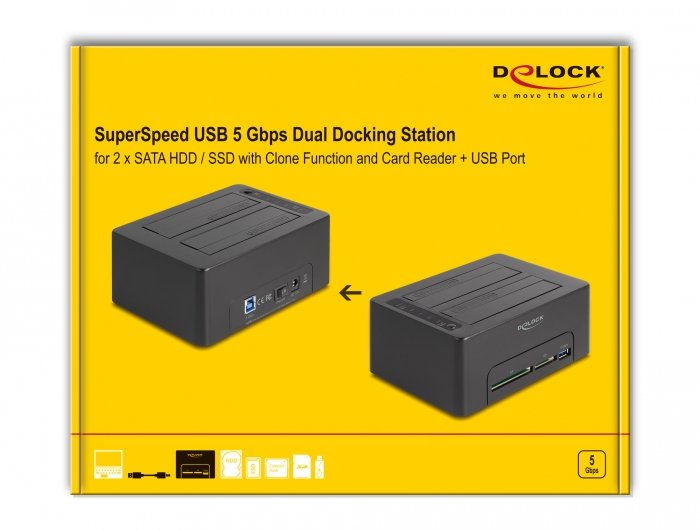Usb Dual Dockingstation Für 2 X Sata Hdd   Ssd Mit Klon Funktion Und Card Reader + Zusätzlichem Usb Port