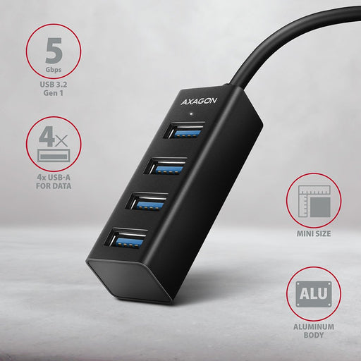 EAN 8595247905635 - Axagon HUE-M1C hub de interfaz USB 3.2 Gen 1 (3.1 Gen 1) Type-C 5000 Mbit/s Negro imagen 2