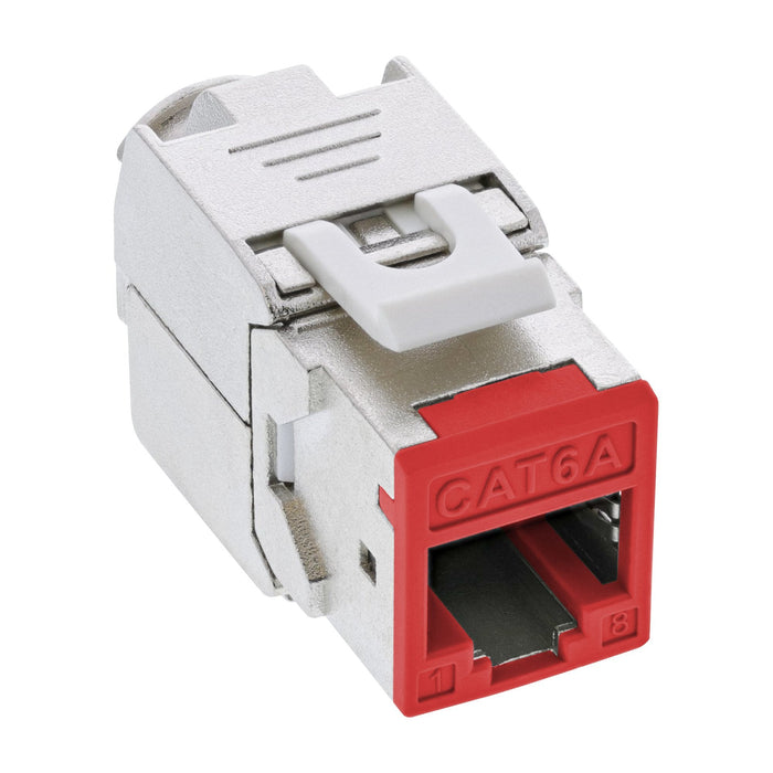 8 Piezas Pack Jack Inline Keystone Rj45, Blindado, Cat.6a, Rojo