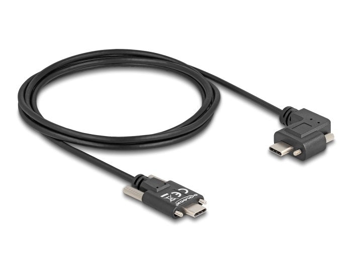 Delock 80957 Cable Usb 2.0 Usb Type-C Macho Con Tornillos A Usb Type-C Macho Con Tornillos Acodado A La Izquierda / La Derecha Pd 3.0 60 W 2 M