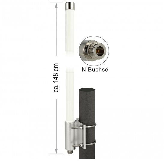 Delock Antena Lora Sdr 868mhz Hembra 8dbi 1474mm Omni Starr Blanco Outdoor