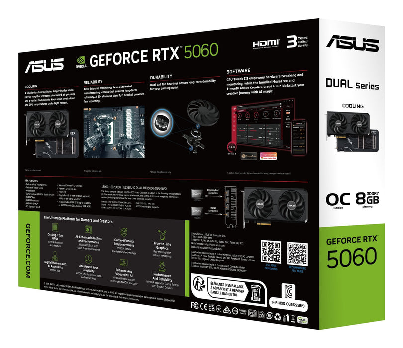 Tarjeta Grafica Asus Dual Rtx 5060 Evo Oc 8gb - Bulk