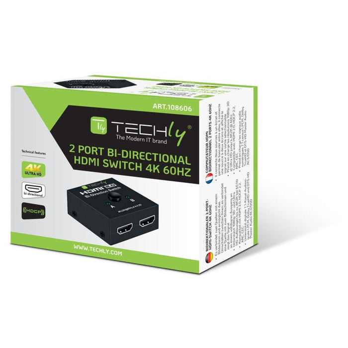 Techly Hdmi Switch, Bi-Direccional, Switch 4k@60hz, 2-Port