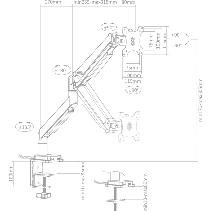 Soporte De Escritorio Inline Con Elevador Y Usb/Audio Móvil Para Tv/Pantallas De Hasta 82 Cm 32" Máx. 9 Kg