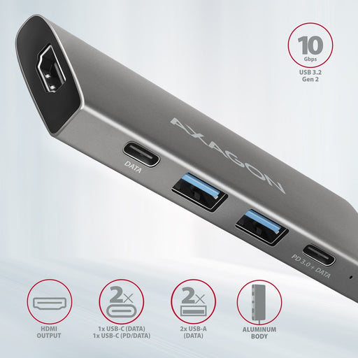 EAN 8595247909060 - Axagon HMC-5G21 base para portátil y replicador de puertos Alámbrico USB 3.2 Gen 2 (3.1 Gen 2) Type-C Gri imagen 2