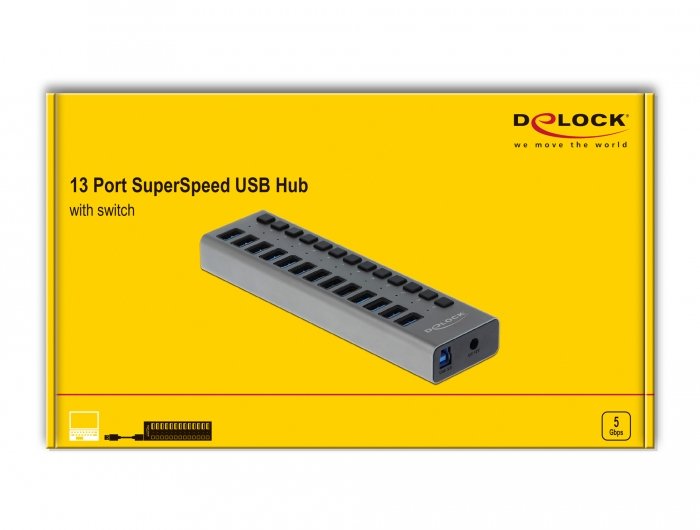 EAN 4043619637386 - DeLOCK 63738 hub de interfaz USB 3.2 Gen 1 (3.1 Gen 1) Type-B 5000 Mbit/s Gris imagen 3