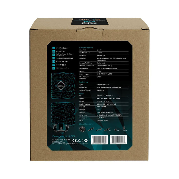 EAN 1230000071260 - Iceberg Thermal IceSLEET X9 Dual TR Procesador Enfriador 12 cm Verde azulado 1 pieza(s) imagen 12