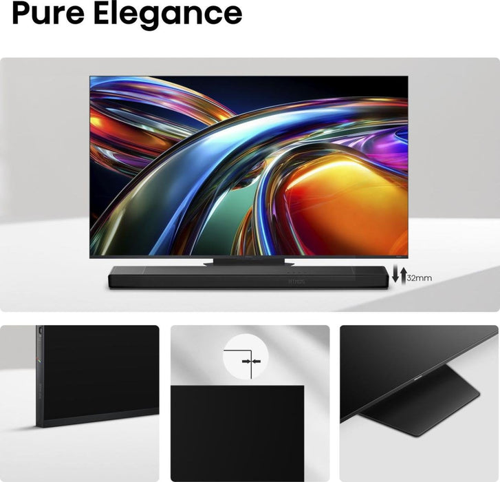 164,0cm 65" (3840x2160) Hisense 65ur9ds Smart Tv 4k Rgb Miniled 6ms 170hz Hdmi Usb-C Lan Hdr Vesa Wifi Bluetooth Black Grey