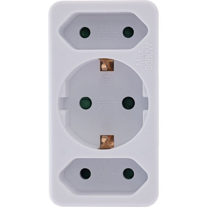 Inline® Power Adapter, Ec Plug A 2x Euro Socket+1x Ec Socket, White