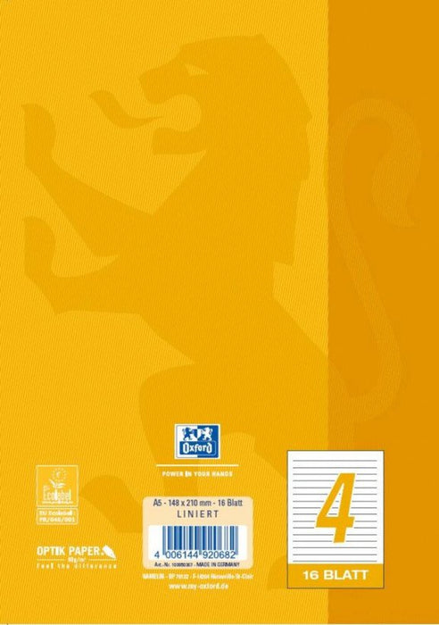 Oxford Cuaderno Escolar Rayado Din A5 16 Hojas