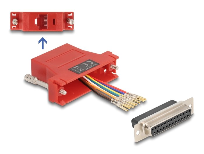 Delock D-Sub 25 Pin Buchse Zu Rj45 Buchse Montagesatz Rot