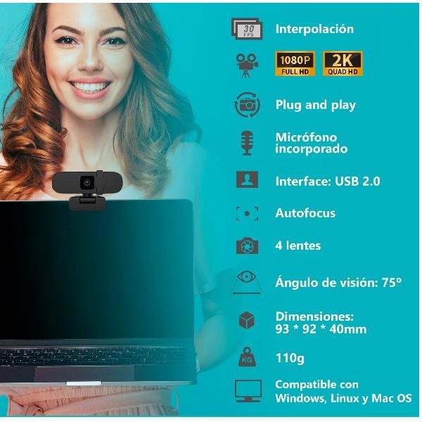 EAN 8435099528708 - Nilox NXWCA01 cámara web 2595 x 1944 Pixeles USB 2.0 Negro imagen 17