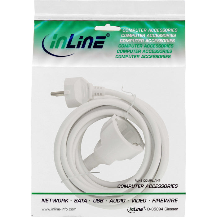 Inline® Power Extensión Cable, White, 1m