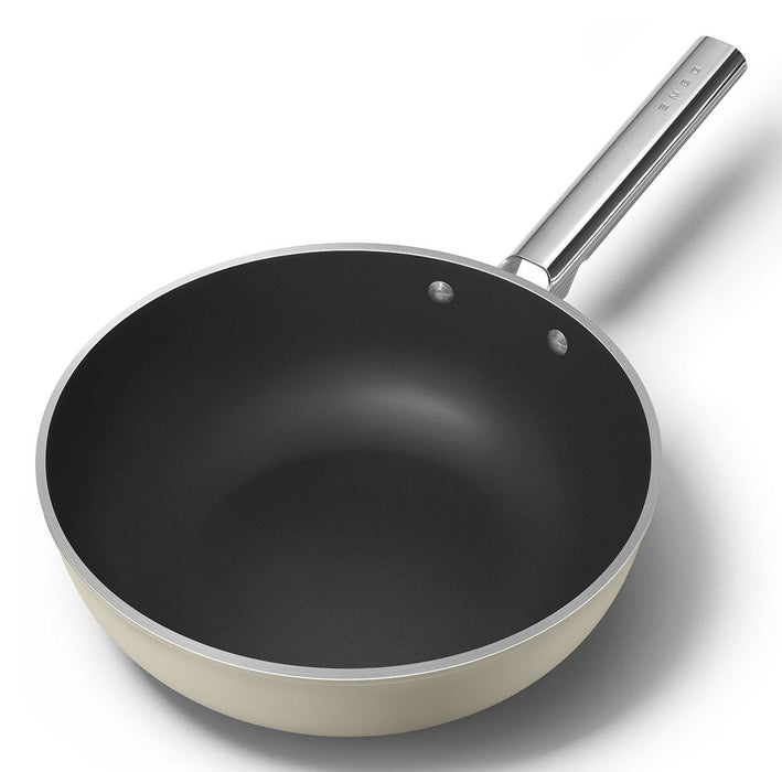 Smeg Wof3002crm Wok, 30 Cm, Keramik, Edelstahlgriff, Mattcreme
