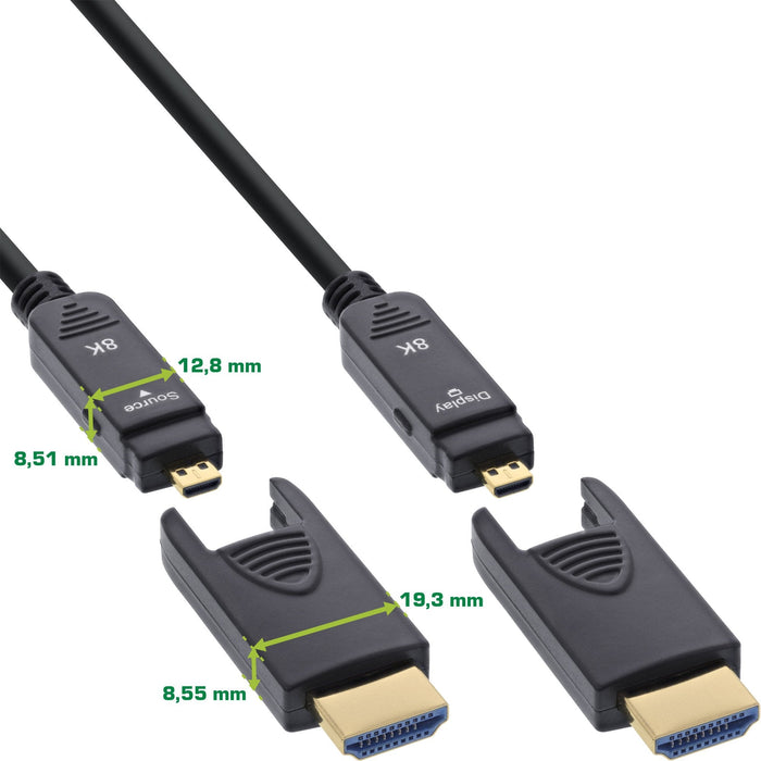 Inline® Hdmi Aoc Cable, Ultra High Speed Hdmi, 8k4k, Detachable Plug, 20m
