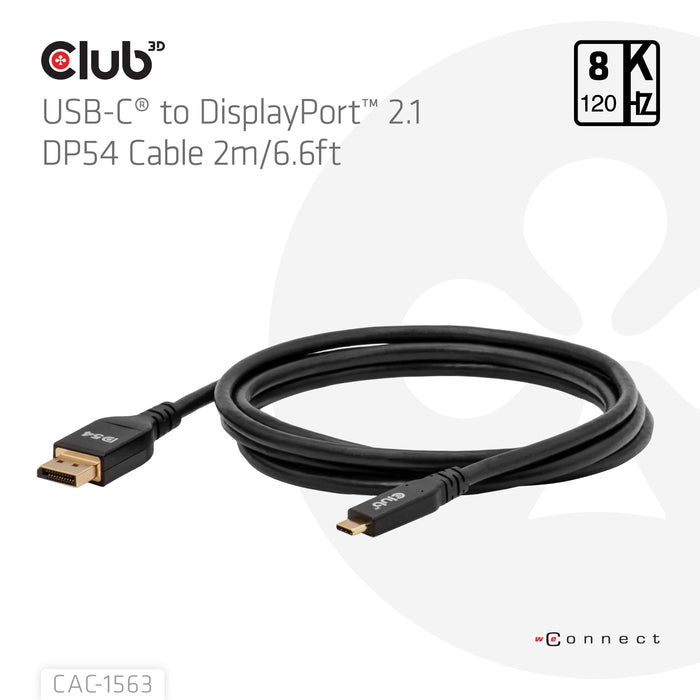 EAN 8719214473655 - CLUB3D CAC-1563 adaptador de cable de vídeo 2 m USB Tipo C DisplayPort Negro imagen 3