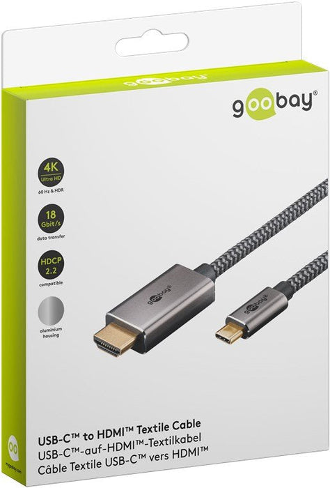 Cable Goobay Usb C A Hdmi 2.0  Conectores Chapados En Oro, Resoluciones Ultra Hd Hasta 4k @ 60 Hz, Adaptador Usb-C A Hdmi Para Ordenador Portátil, Ps5, Xbox, Apple Tv 4k, Accesorios Para Televisores
