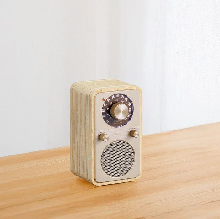 Sangean Wr-9 Fresno Blanco Radio Analógica De Madera Con Am Fm Bluetooth