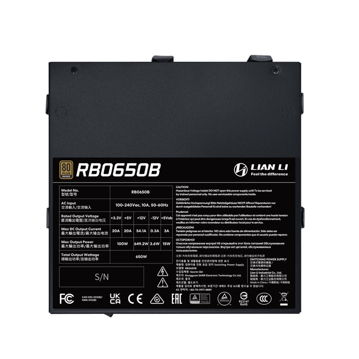 EAN 4718466019462 - Lian Li RB0650B.B unidad de fuente de alimentación 650 W 24-pin ATX ATX Negro imagen 2