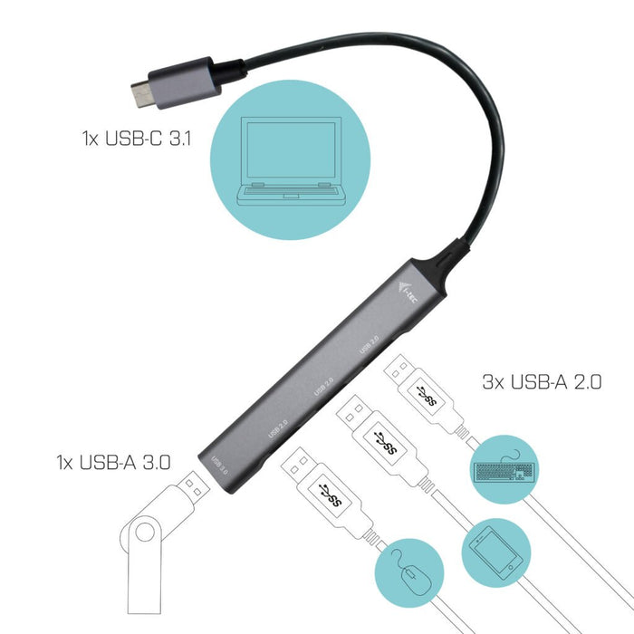 EAN 8595611704840 - i-tec Metal C31HUBMETALMINI4 hub de interfaz USB 3.2 Gen 1 (3.1 Gen 1) Type-C Metálico imagen 3