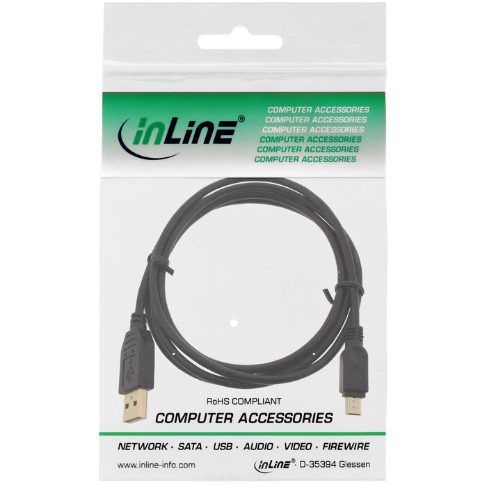 Inline Usb 2.0 Mini Cable Tipo A Macho A Mini-B Macho 5 Pines Negro / Dorado 3m