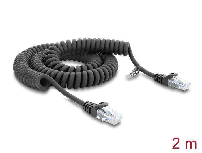 Delock Rj50 Cable En Espiral Conector Macho A Macho 2 M Negro