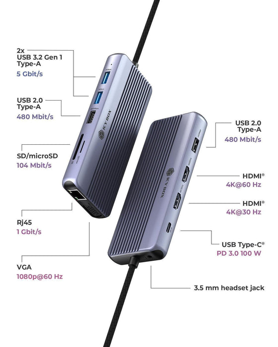 EAN 4250078175247 - ICY BOX IB-DK4062-CPD Alámbrico USB 3.2 Gen 1 (3.1 Gen 1) Type-C Antracita imagen 2