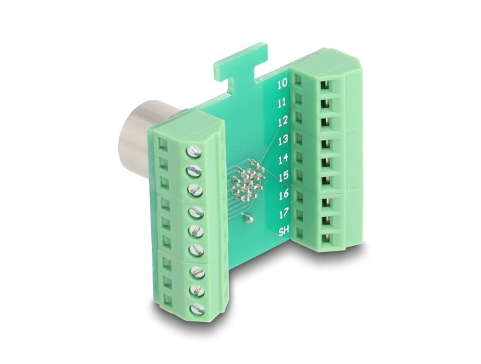 Delock 60660 Adaptador De Módulo De Transferencia M12 Hembra Con Codificación A De 17 Pines A Bloque De Terminales De 18 Pines Para Instalación