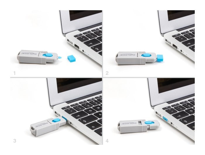 Delock 20923 Juego De Bloqueadores Usb Para Puerto Usb Tipo-A Hembra 5 Piezas + Herramienta De Bloqueo