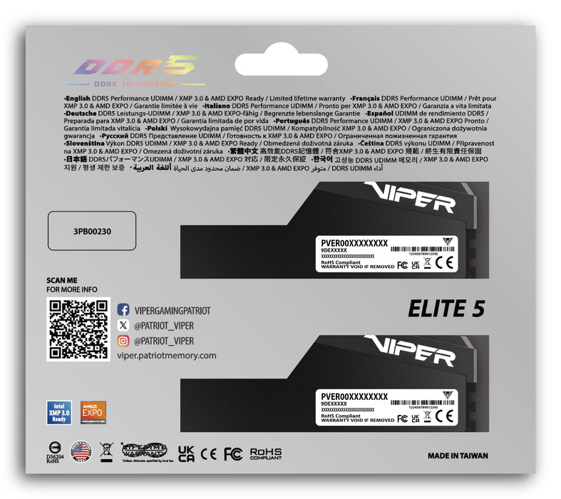 EAN 4711378430066 - Patriot Memory Viper Elite 5 Ultra VEU532G6028K módulo de memoria 32 GB 2 x 16 GB DDR5 6000 MT/s 288-pin  imagen 12