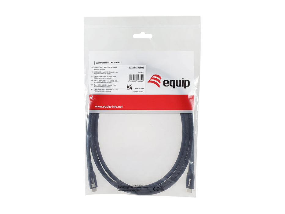 Equip Cable Usb-C4.0->C 80gbps Pd240w M M 2.00m Negro