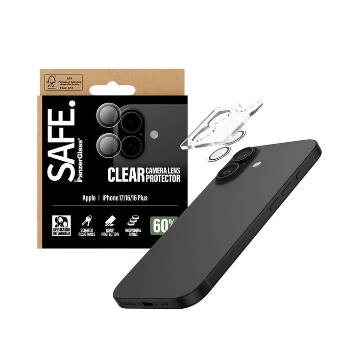 Panzerglass Safe. By ® Kameraschutz Transparent Iphone 17 Iphone 16 16 Plus, Apple, Apple - Iphone 17, Apple - Iphone 16, Apple - Iphone 16 Plus, Seco Aplicación, Resistente A Arañazos,