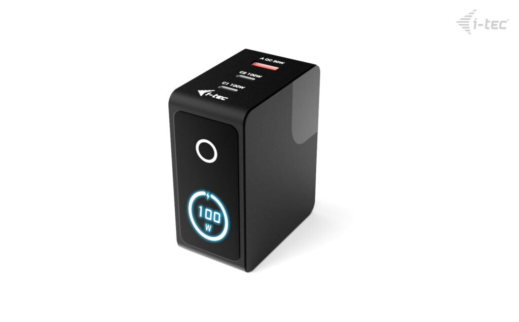 D I-Tec 100w Intelligent Multiport Usb Charger 2x Usb-C 1x Usb-A Lcd Display