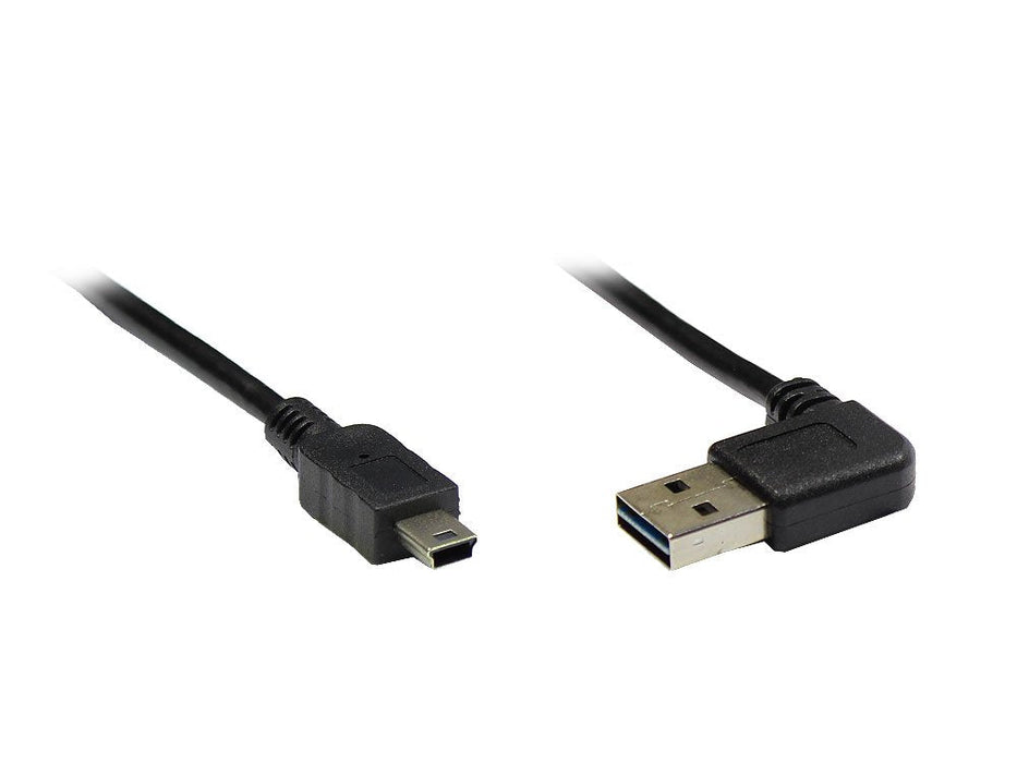 Goodconnections Anschlusscable Usb 2.0 Easy Stecker A An Mini B Stecker, Gewinkelt, Schwarz, 3m,