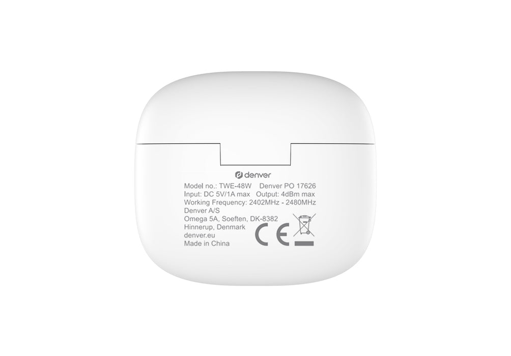 EAN 5706751073410 - Denver TWE-48W Auriculares True Wireless Stereo (TWS) Dentro de oído Llamadas/Música Bluetooth Blanco imagen 6