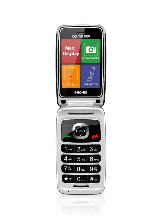 EAN 8015908770506 - Brondi Contender 7,62 cm (3") Negro Teléfono para personas mayores imagen 1