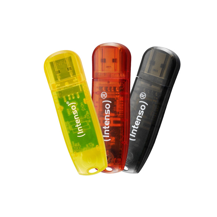 EAN 4034303031924 - Intenso Rainbow 3x32GB Yellow/Red/Black unidad flash USB USB tipo A 2.0 Transparente imagen 1