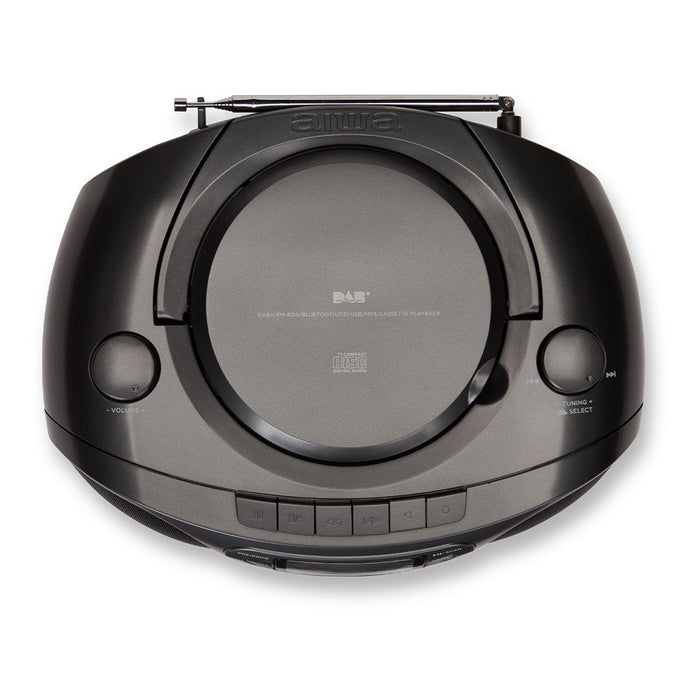 Radio Cd Cassette Portátil Aiwa Bbtc 660 4w Rms Usb Bluetooth Gris
