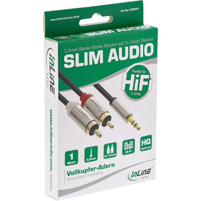 Cable De Audio Delgado Básico Inline De 3,5 Mm M A 2x Rca M, 1 M