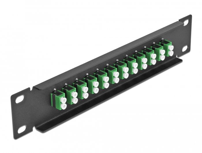 Delock 10" Patch Panel De Fibra Óptica 12 Puertos Lc Duplex Verde 1 U Negro