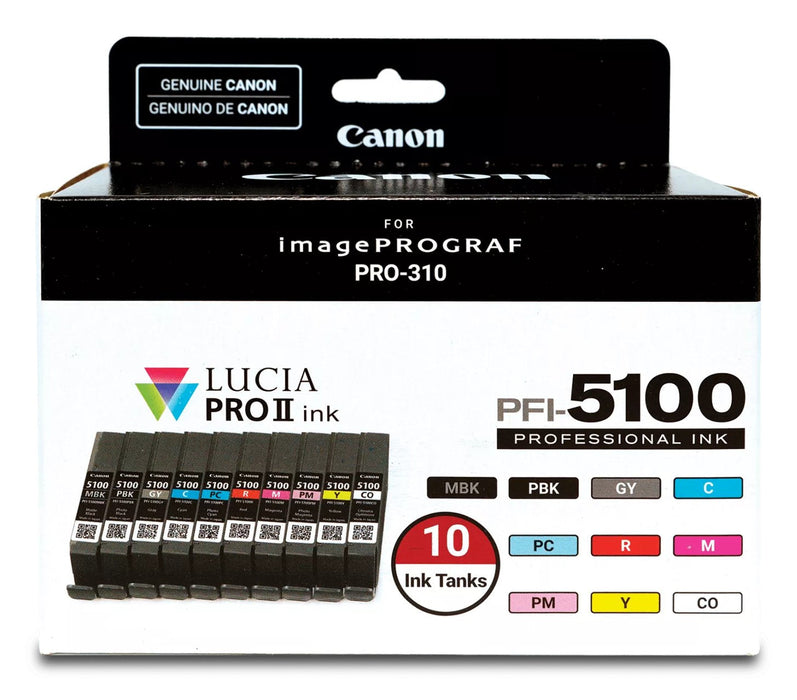 Canon Multipack Negro (Mate) / Negro (Foto) / Cian / Magenta / Amarillo / Cian (Foto) / Magenta (Foto) / Rojo / Gris / Transparentee Pfi-5100 10 Tintentanks 6951c009