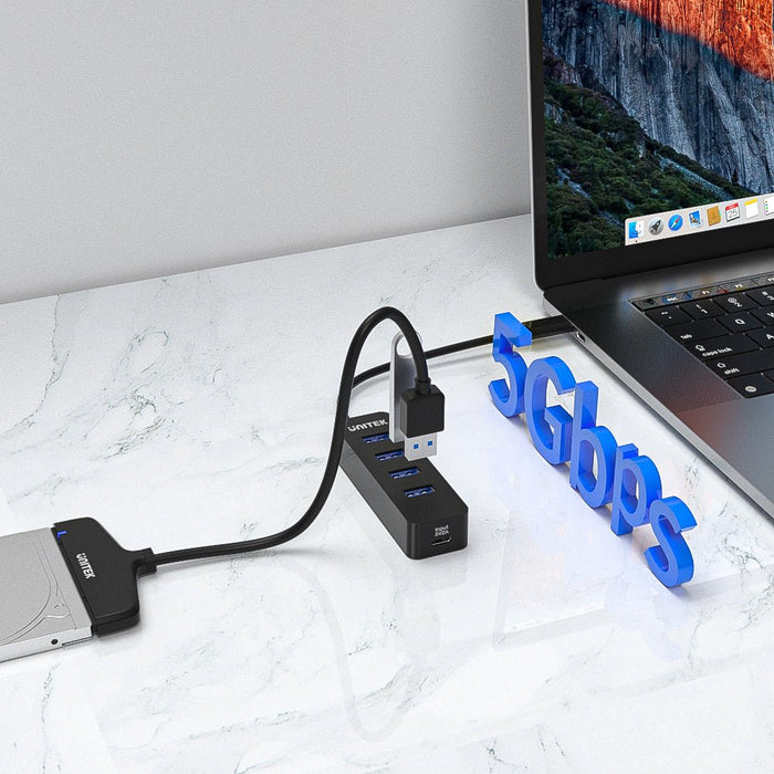 EAN 4894160047663 - UNITEK uHUB Q4 USB 3.2 Gen 1 (3.1 Gen 1) Type-C 5000 Mbit/s Negro imagen 4