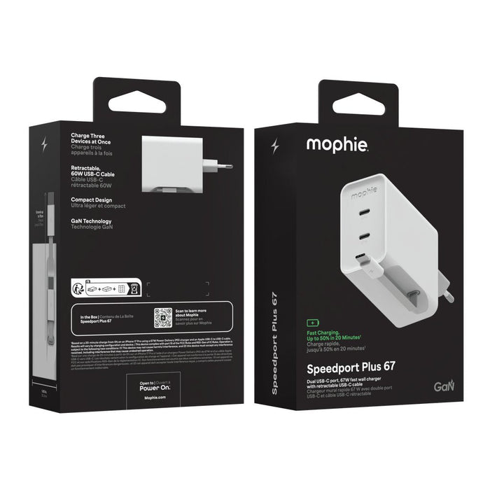 Zagg Mophie Netzteil Gan 67w 2x Usb-C 2026 Blanco