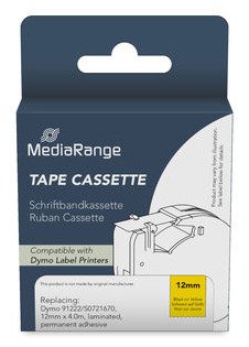 Mediarange Cinta Para Etiquetadora. Komp. Dymo 12mmx4m Negro/Amarillo
