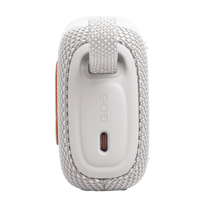 Jbl Go 5 Altavoz Bluetooth Ultraportátil Con Sonido Big Jbl Pro Y Graves Fuertes, Emparejamiento Airtouch, Diseño Impermeable Y Tiempo De Reproducción De 10 Horas, Color Blanco