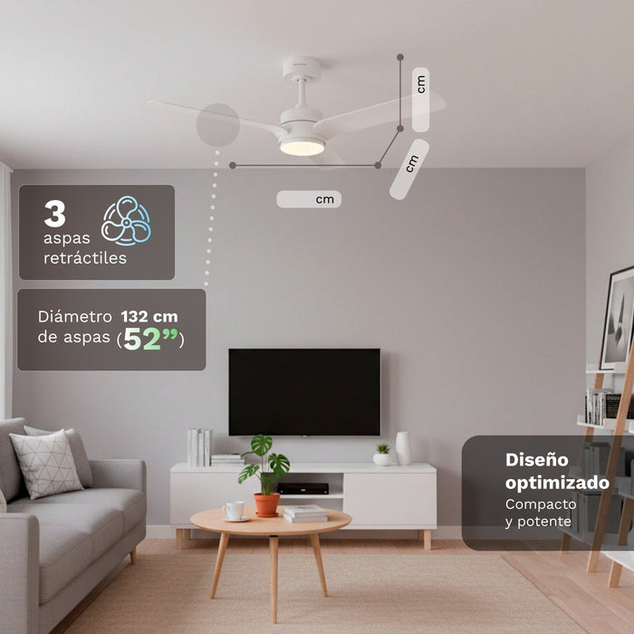 Ventilador De Techo Grunkel Skyeasy52 30w 3 Aspas 132cm 6 Velocidades