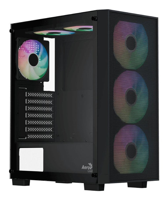Caja Atx Aerocool B509a Flow Argb Cristal Templado Negro