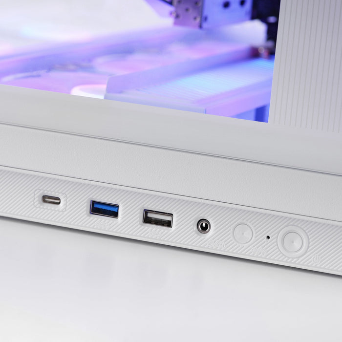 Caja Pc  Atx Mars Gaming Mc-Revpro Pantalla Lcd 4.3" Cristal Templado 4x Ventiladores Argb Blanco
