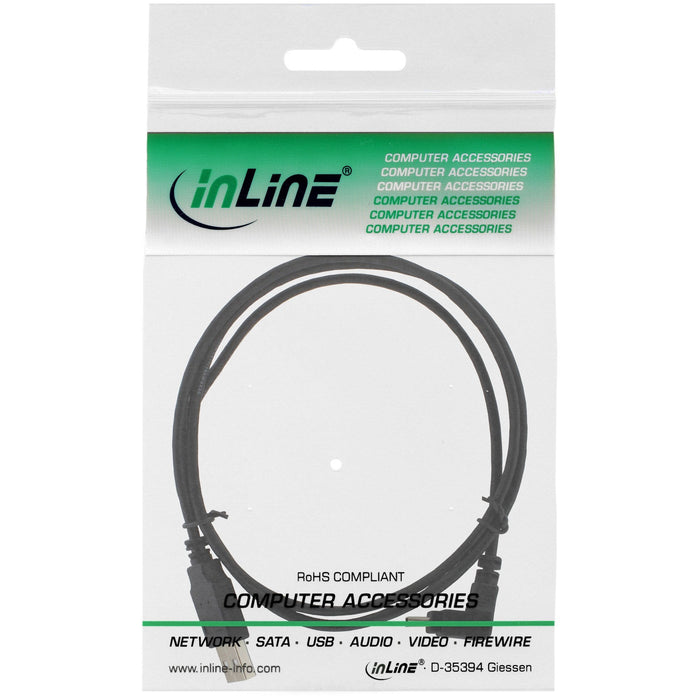 Inline Usb Tipo A Macho A Mini-Usb Macho 5 Pines Hacia Abajo En Ángulo De 90° Negro 0,3 M