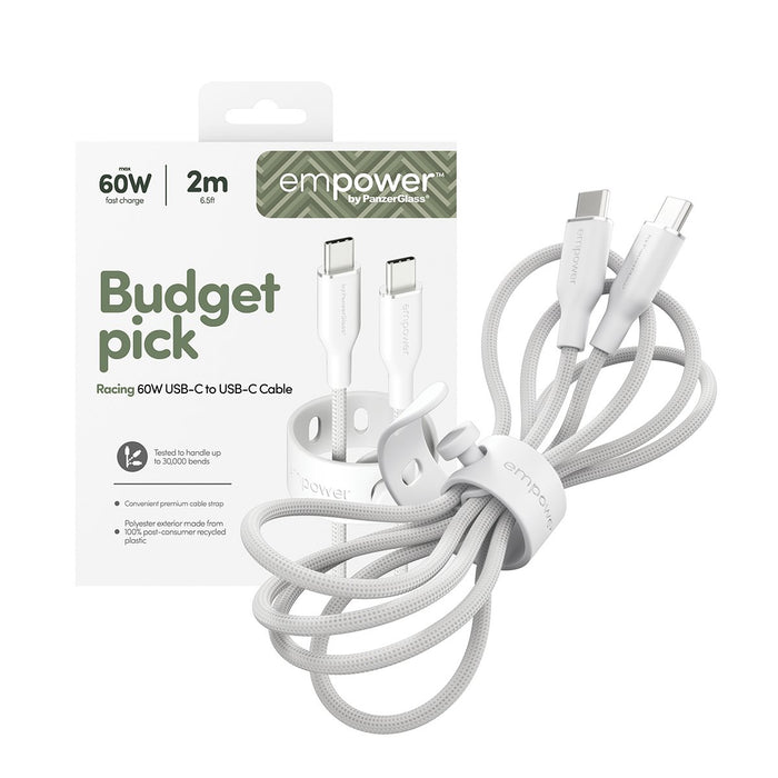 EAN 5715685027642 - PanzerGlass empower™ by ® Racing 60W USB-C to USB-C Cable | USB 2.0 | 2M | Silver White cable USB Blanco imagen 5